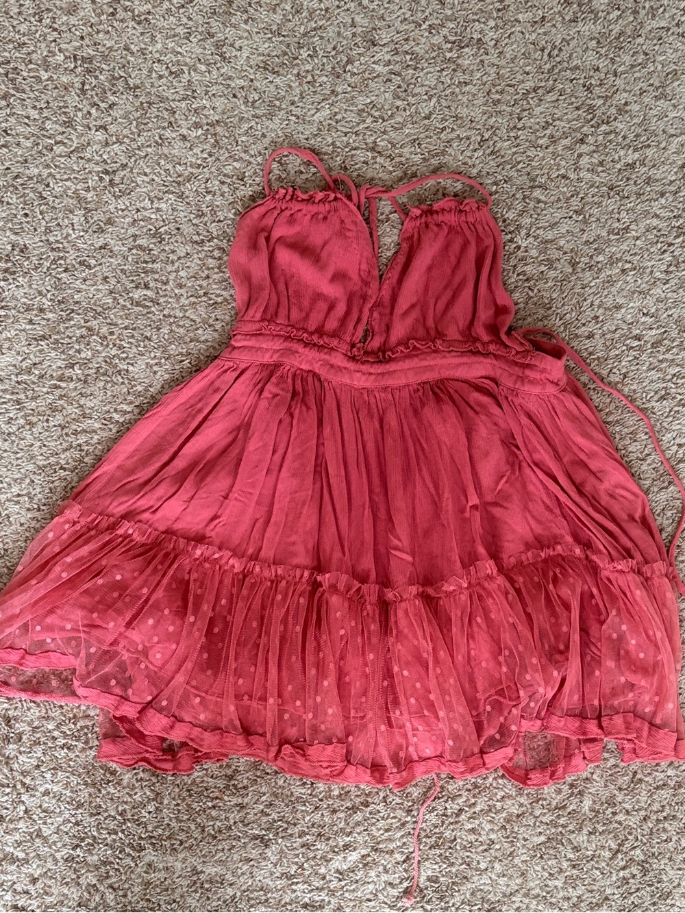 Women’s Pink Tiered Spaghetti-Strap Mini Dress